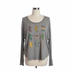 Mardi Gras king cake baby Gray Graphic Long Sleeve Tee